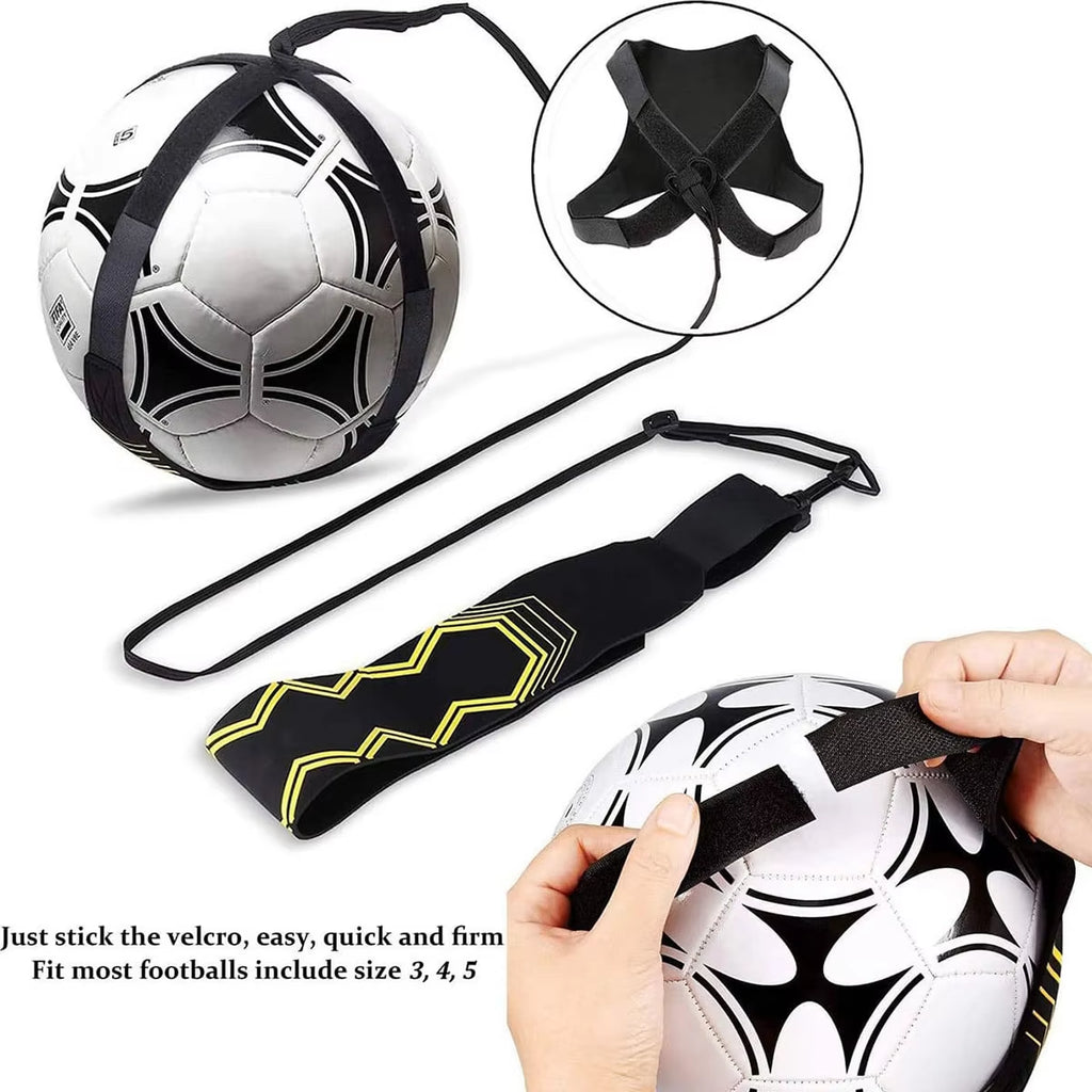 Football Kick Trainer Soccer Training Aids Hands Free Throw Sole Practice Equipment for Kids with Adjustable Belt Elastic Rope