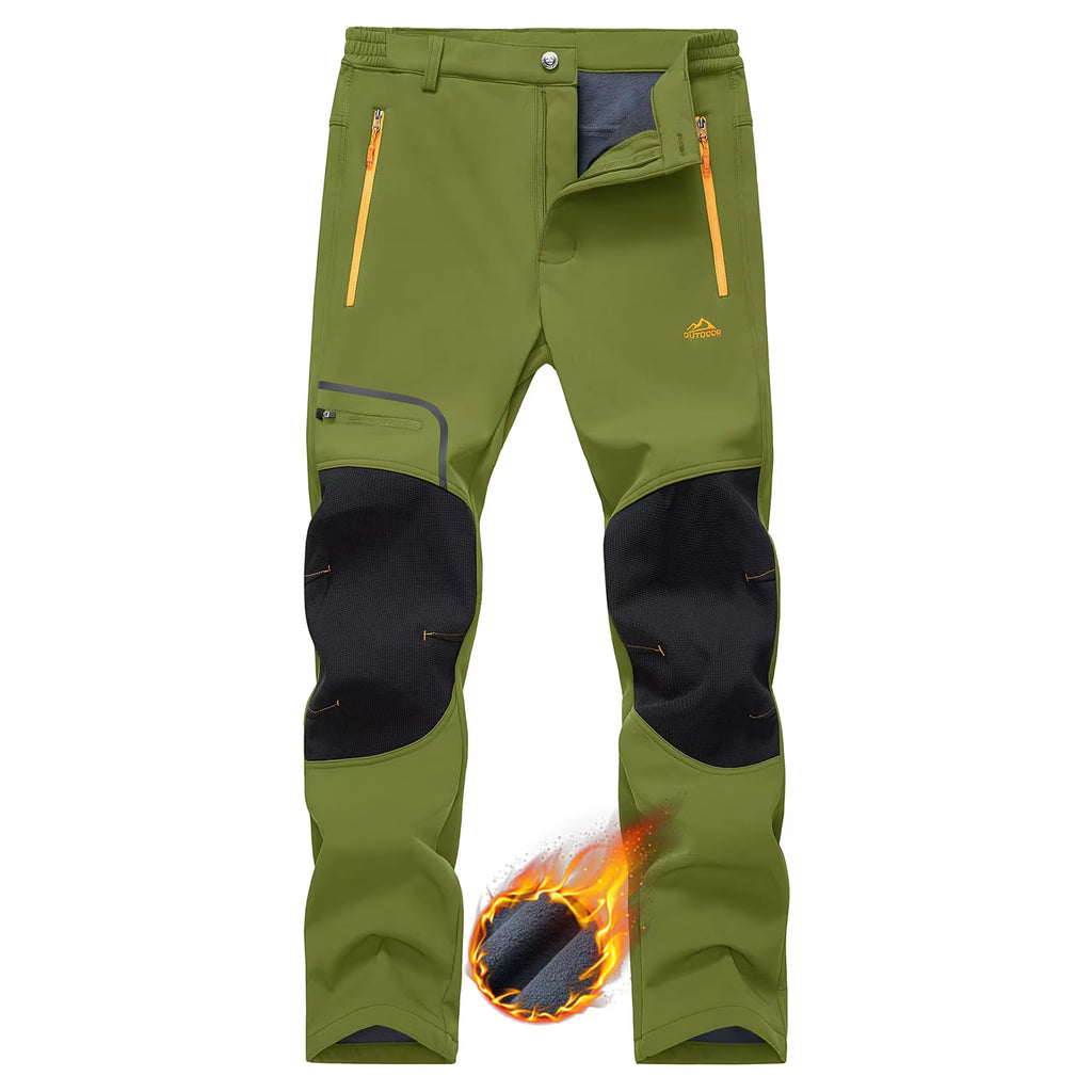 Winter Ski Pants Mens Warm Thermal Waterproof Pants Fleece Lined Trousers Outdoor Hiking Mountain Work Pants Windproof