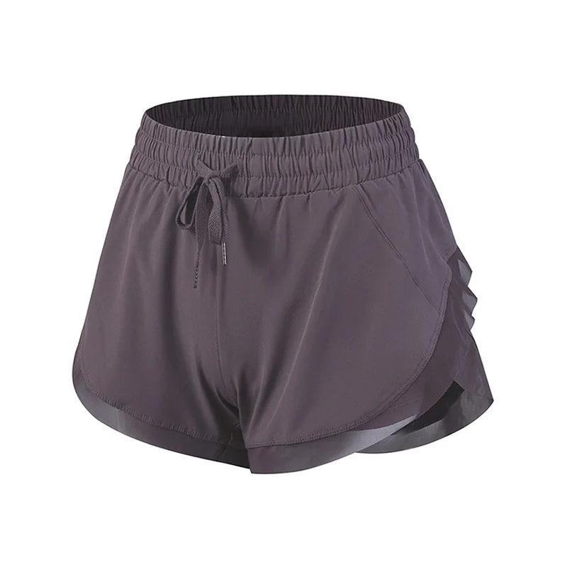Women'S High Waist Stretch Athletic Workout Active Fitness Volleyball Shorts 2 in 1 Running Double Layer Sports Shorts