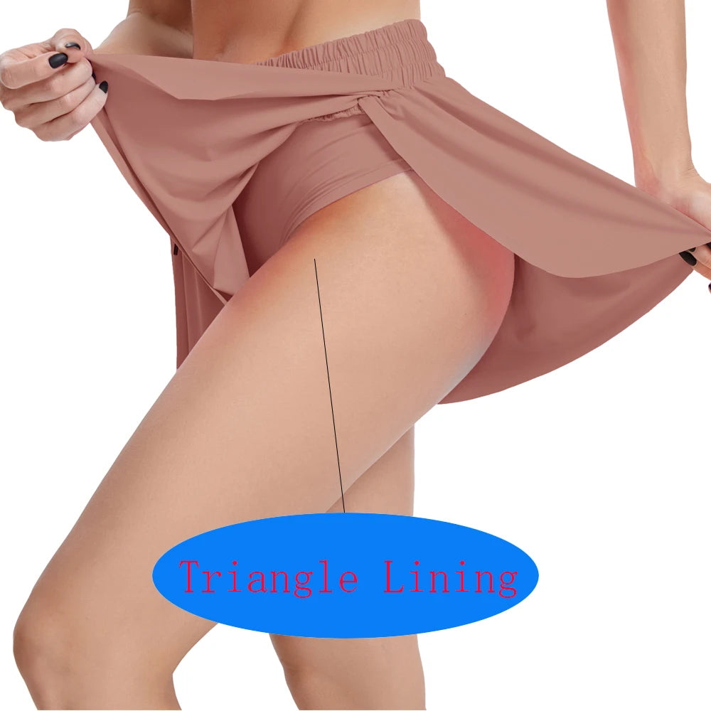Women'S High Waist Stretch Athletic Workout Active Fitness Volleyball Shorts 2 in 1 Running Double Layer Sports Shorts