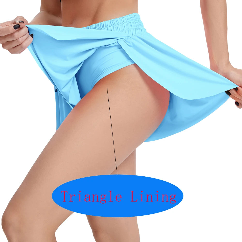 Women'S High Waist Stretch Athletic Workout Active Fitness Volleyball Shorts 2 in 1 Running Double Layer Sports Shorts