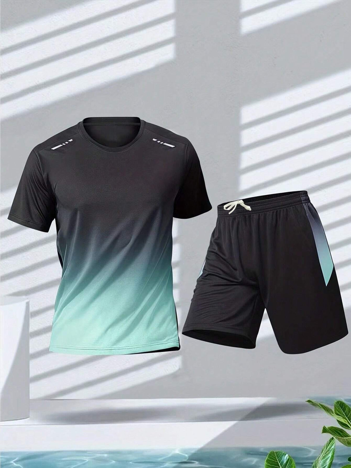 KOVSEE Men'S Outdoor Sports Running Basketball Football Jersey, Quick-Dry Breathable Athletic Outfit Two Pieces Set with Reflective Strips Summer