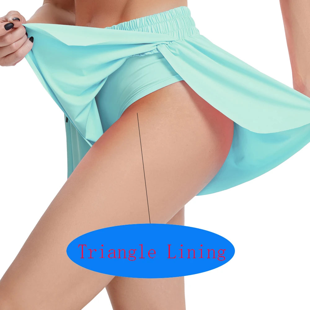 Women'S High Waist Stretch Athletic Workout Active Fitness Volleyball Shorts 2 in 1 Running Double Layer Sports Shorts