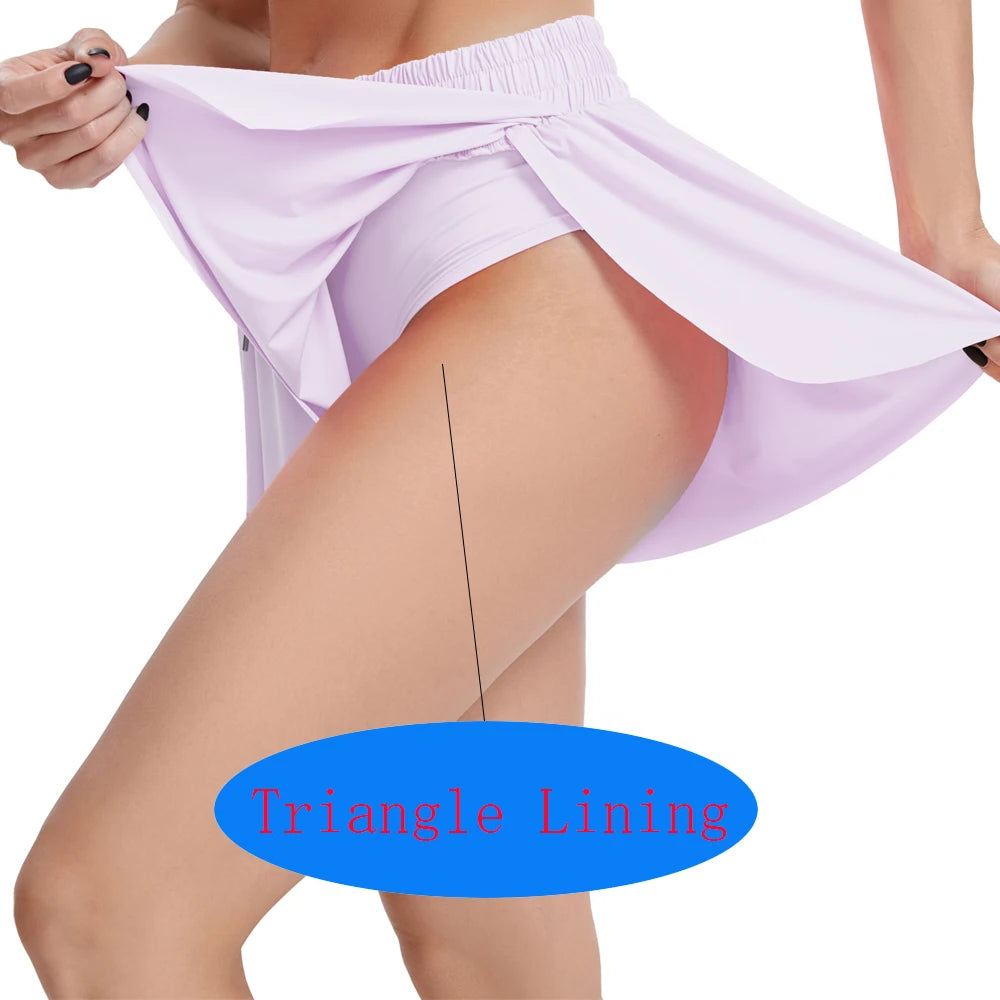 Women'S High Waist Stretch Athletic Workout Active Fitness Volleyball Shorts 2 in 1 Running Double Layer Sports Shorts