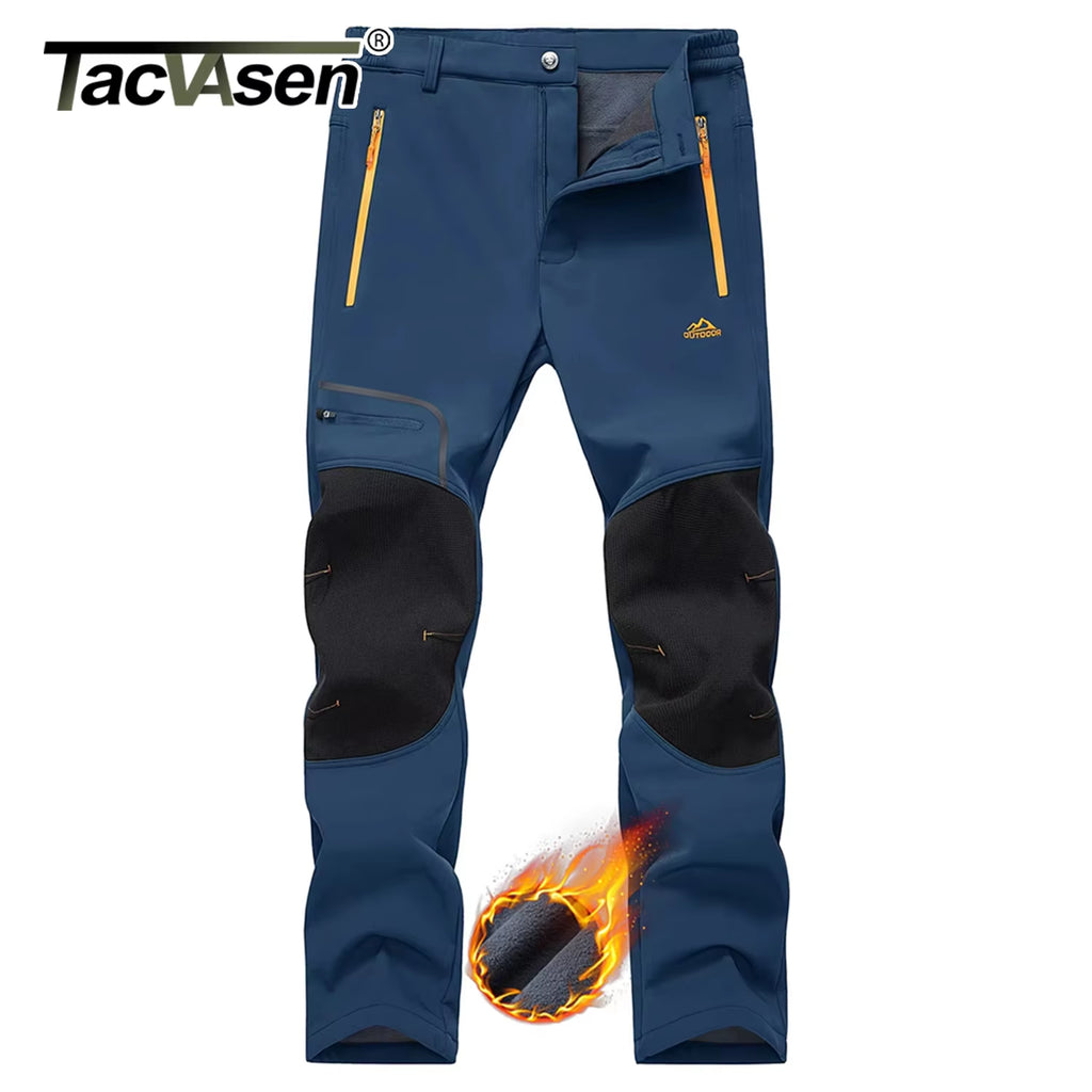 Winter Ski Pants Mens Warm Thermal Waterproof Pants Fleece Lined Trousers Outdoor Hiking Mountain Work Pants Windproof