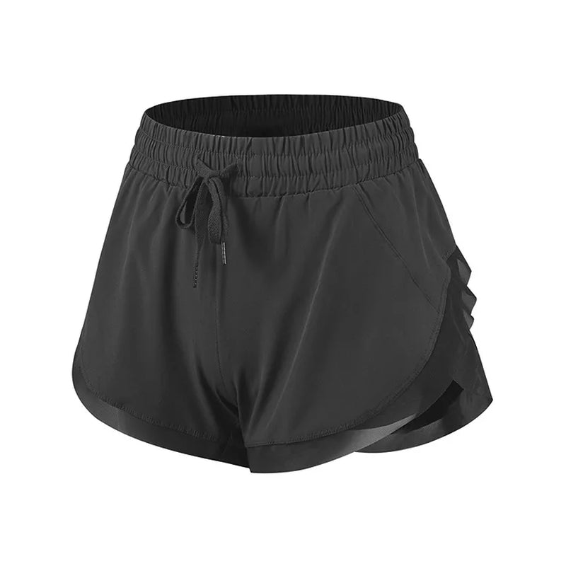 Women'S High Waist Stretch Athletic Workout Active Fitness Volleyball Shorts 2 in 1 Running Double Layer Sports Shorts