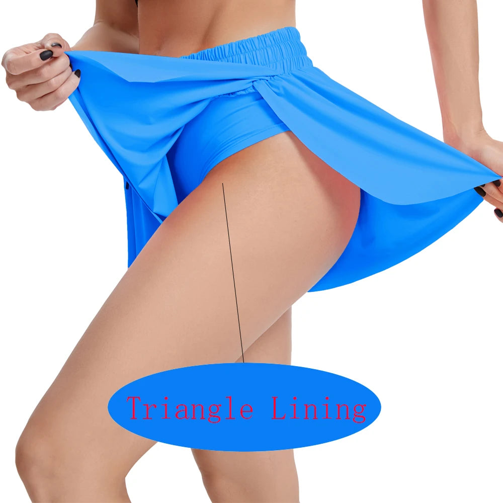 Women'S High Waist Stretch Athletic Workout Active Fitness Volleyball Shorts 2 in 1 Running Double Layer Sports Shorts