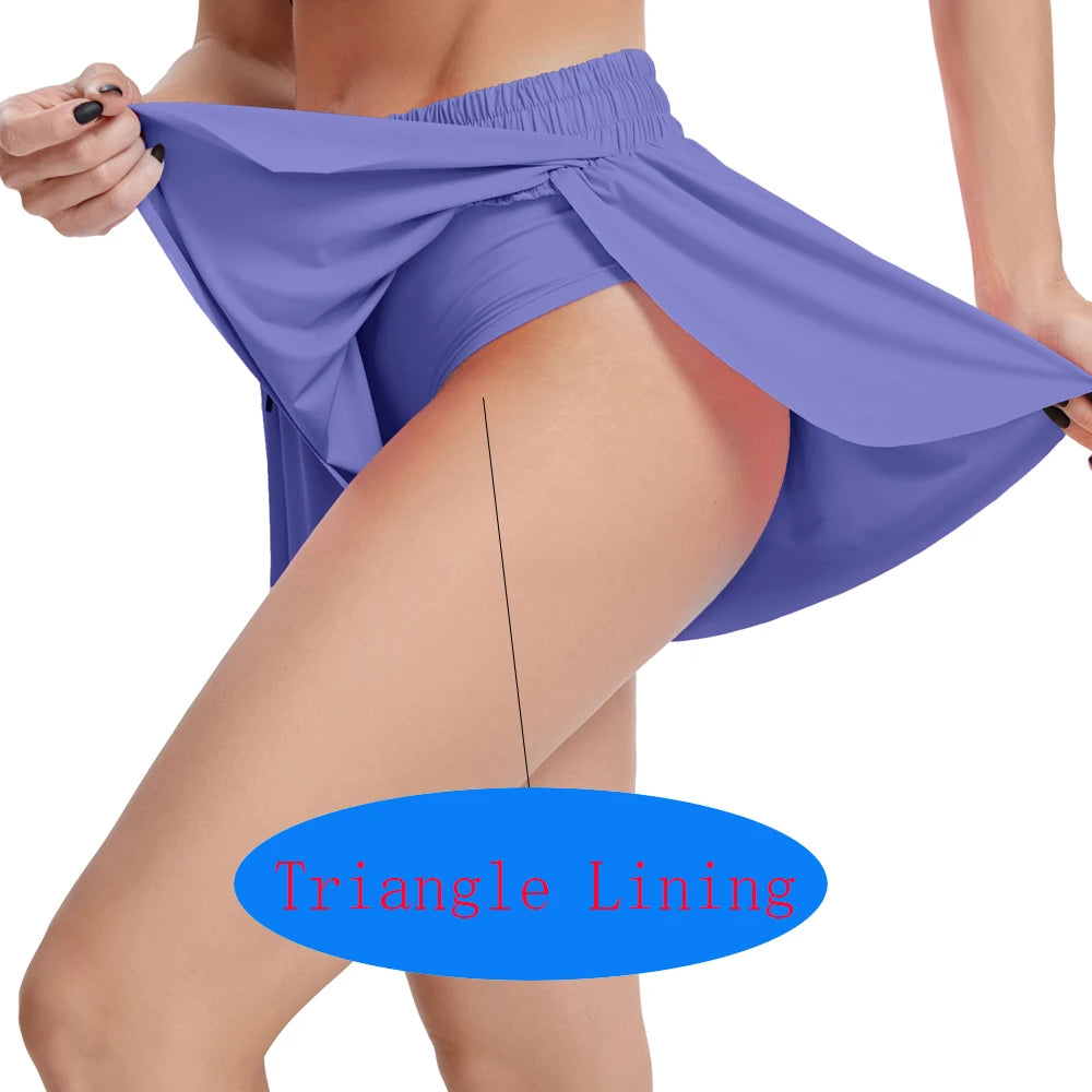 Women'S High Waist Stretch Athletic Workout Active Fitness Volleyball Shorts 2 in 1 Running Double Layer Sports Shorts