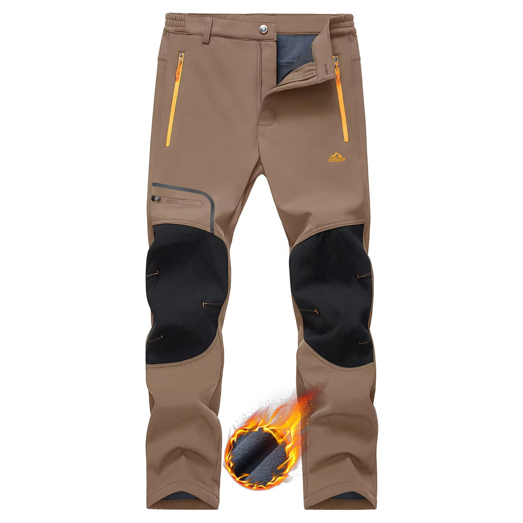 Winter Ski Pants Mens Warm Thermal Waterproof Pants Fleece Lined Trousers Outdoor Hiking Mountain Work Pants Windproof