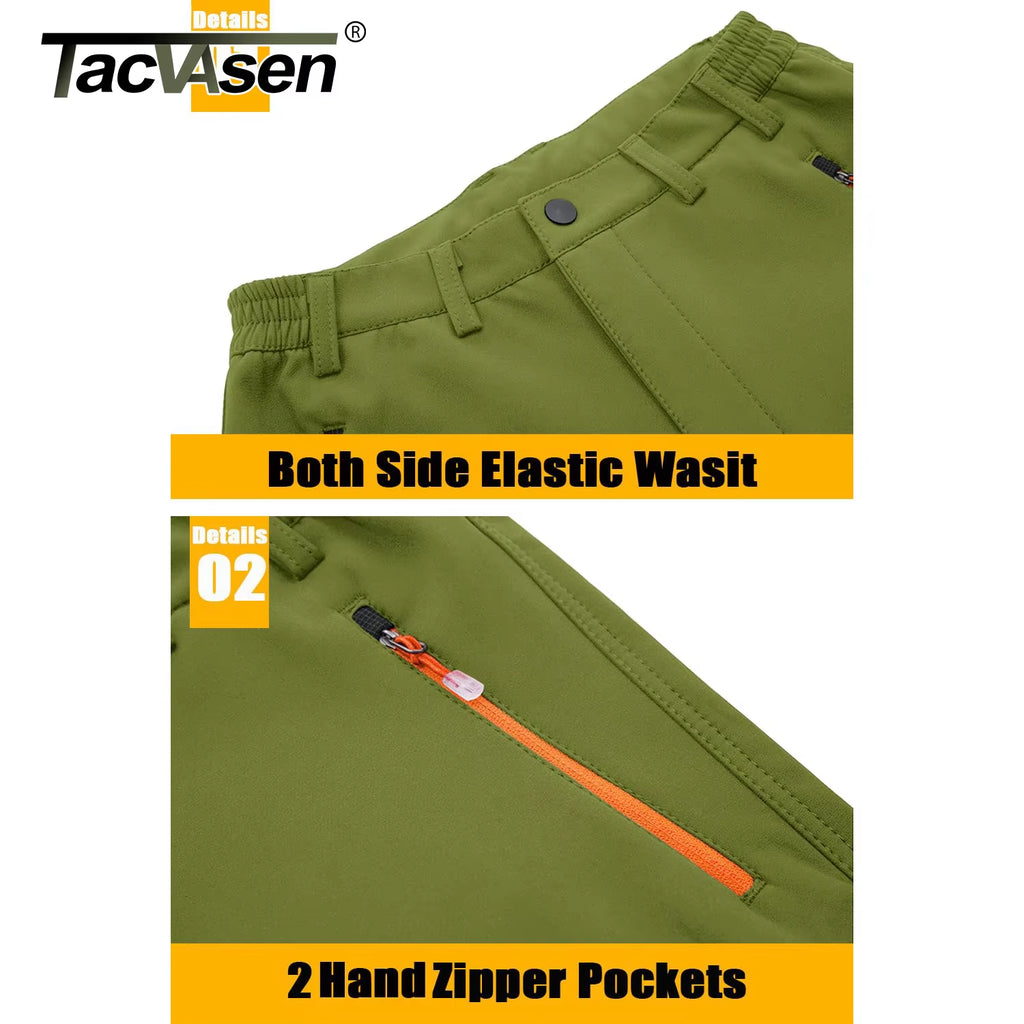 Winter Ski Pants Mens Warm Thermal Waterproof Pants Fleece Lined Trousers Outdoor Hiking Mountain Work Pants Windproof