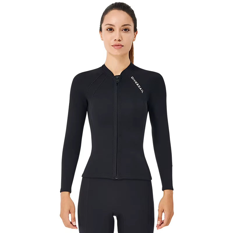 2Mm Premium Diving Suit for Men Women Wetwuit Pants Split Body Jacket Pants Neoprene Swimwear Keep Warm Black