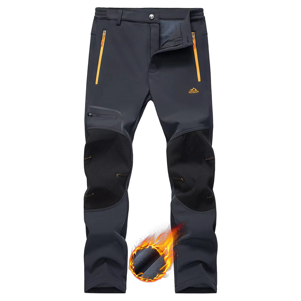 Winter Ski Pants Mens Warm Thermal Waterproof Pants Fleece Lined Trousers Outdoor Hiking Mountain Work Pants Windproof