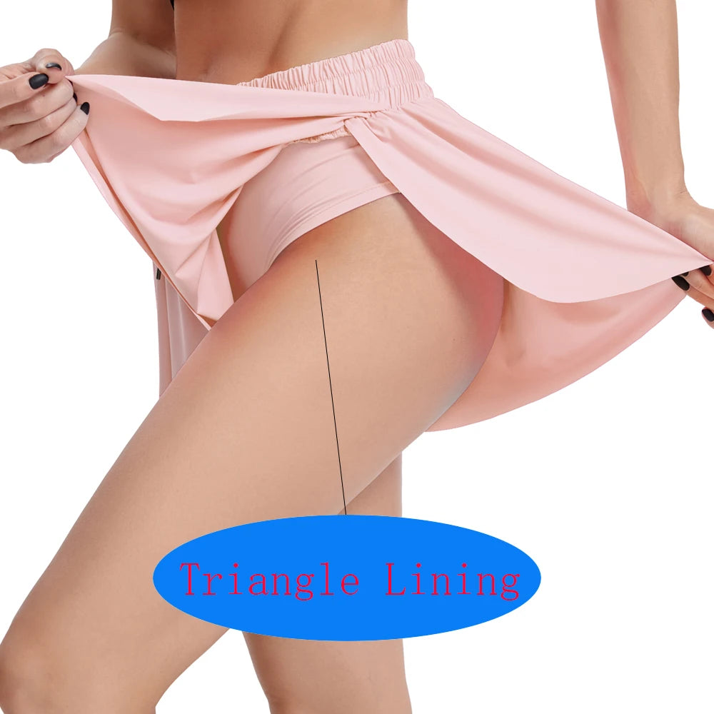 Women'S High Waist Stretch Athletic Workout Active Fitness Volleyball Shorts 2 in 1 Running Double Layer Sports Shorts