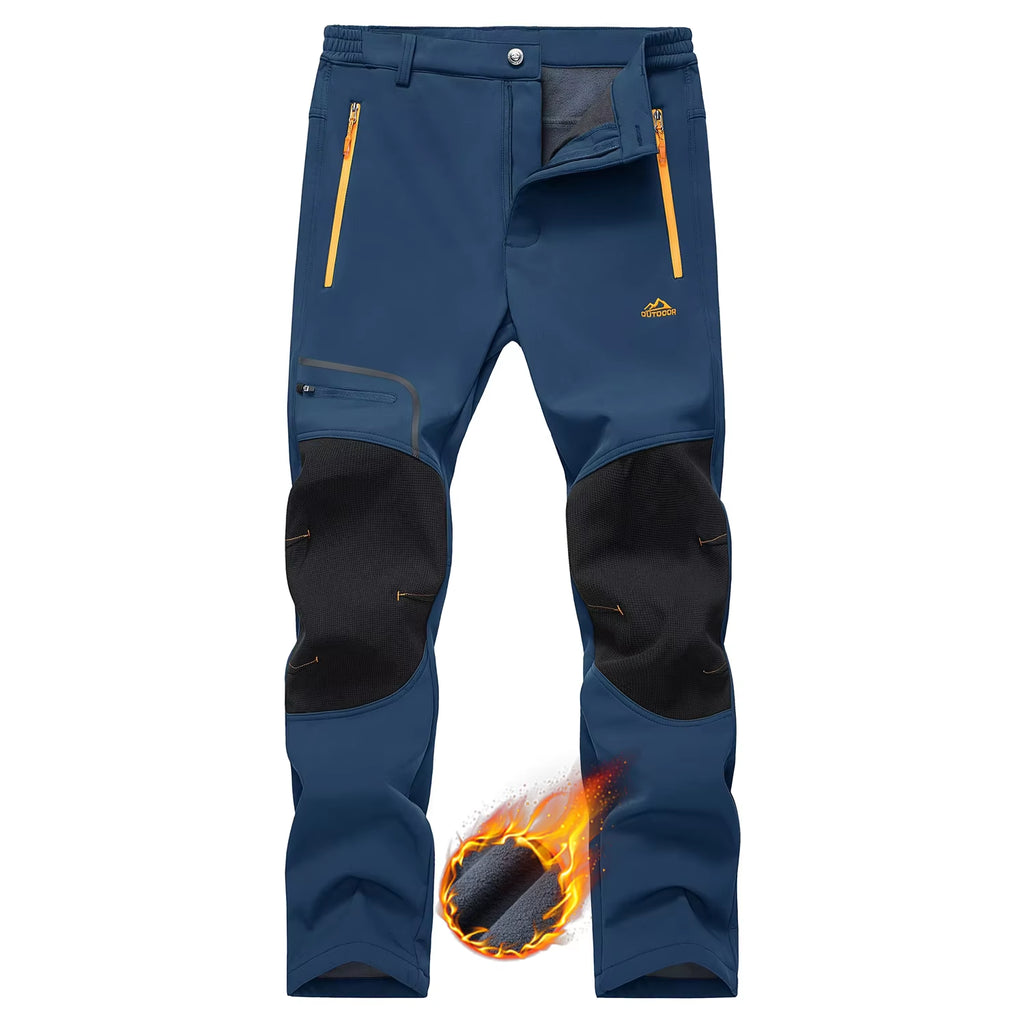 Winter Ski Pants Mens Warm Thermal Waterproof Pants Fleece Lined Trousers Outdoor Hiking Mountain Work Pants Windproof