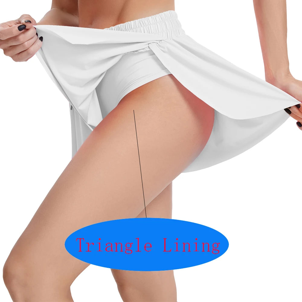 Women'S High Waist Stretch Athletic Workout Active Fitness Volleyball Shorts 2 in 1 Running Double Layer Sports Shorts