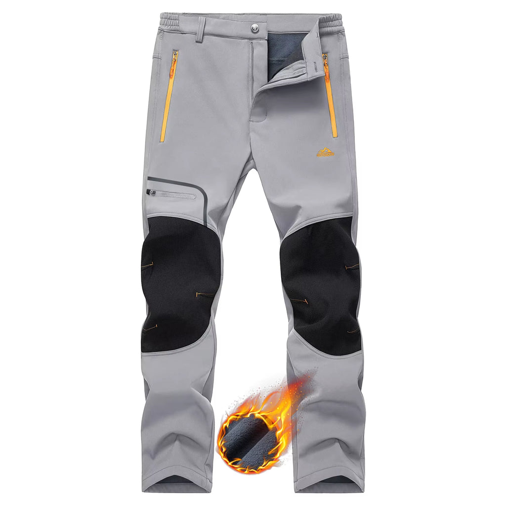Winter Ski Pants Mens Warm Thermal Waterproof Pants Fleece Lined Trousers Outdoor Hiking Mountain Work Pants Windproof