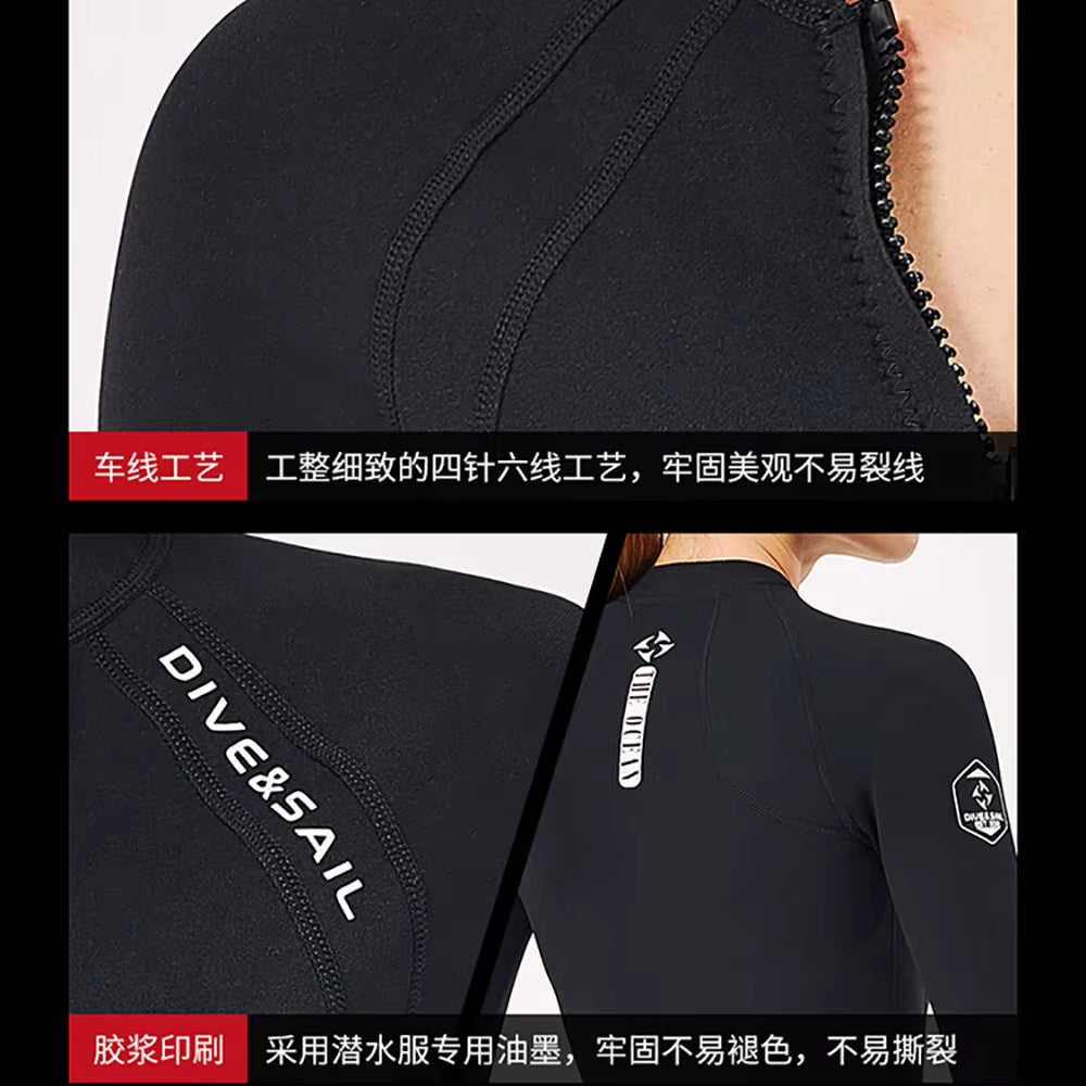 2Mm Premium Diving Suit for Men Women Wetwuit Pants Split Body Jacket Pants Neoprene Swimwear Keep Warm Black