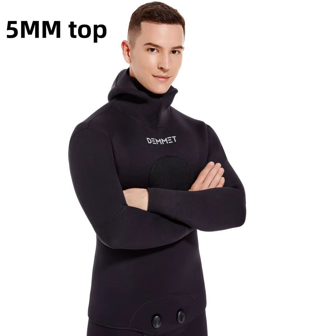 HOT 5MM SCR Neoprene Wetsuit Men Top Pants Diving Suit Underwater Fishing Spearfishing Swimwear Wetsuit Top/Pant Sold Separately