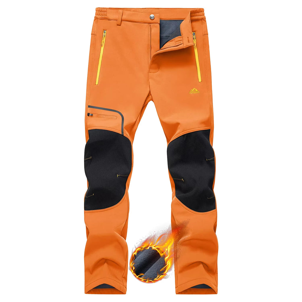 Winter Ski Pants Mens Warm Thermal Waterproof Pants Fleece Lined Trousers Outdoor Hiking Mountain Work Pants Windproof