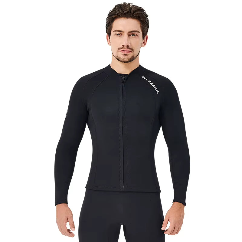 2Mm Premium Diving Suit for Men Women Wetwuit Pants Split Body Jacket Pants Neoprene Swimwear Keep Warm Black
